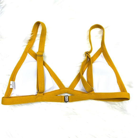 🚫SOLD! 🛍️$5 Bundled | Mustard Triangle Ribbed Halter Swim/Bathing Top - Picture 3 of 8